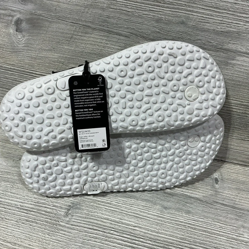 Allbirds Sugar Zeffer Flip Flops Sandals White Summer Size Mens 10 Womens 12 NWT